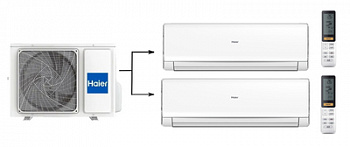 Мульти сплит-система на 2 комнаты Haier Lightera 2U40S2SM1FA/AS09NS6ERA-W*2шт с установкой